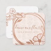 Modern Floral Rose Gold Wreath Blush Pink Square Business Card (Front/Back)