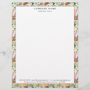 Modern Floral Roses Pattern Company Name Details Letterhead