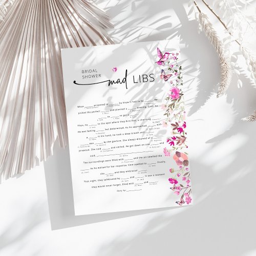 Modern Floral Ruby Rose Mad Lib Bridal Shower Game