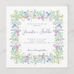 Modern floral rustic boho watercolor Wedding Invitation