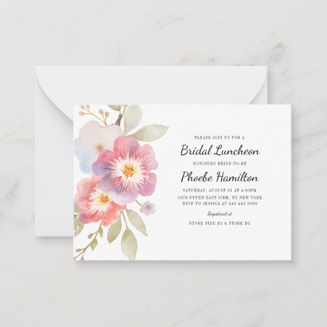 Modern Floral Rustic Botanical Bridal Shower Note Card (Front)