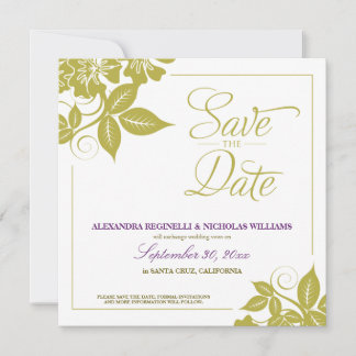 Modern Floral Save the Date Announcement (lime)