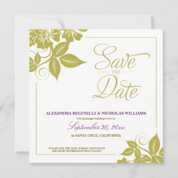 Modern Floral Save The Date Announcement (lime) by TheWeddingShoppe at Zazzle