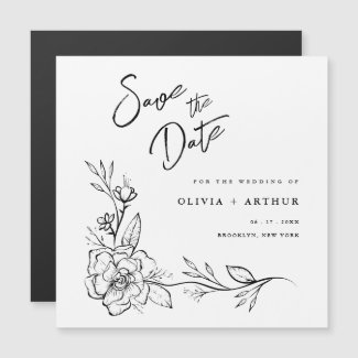 Modern Floral Save The Date Wedding