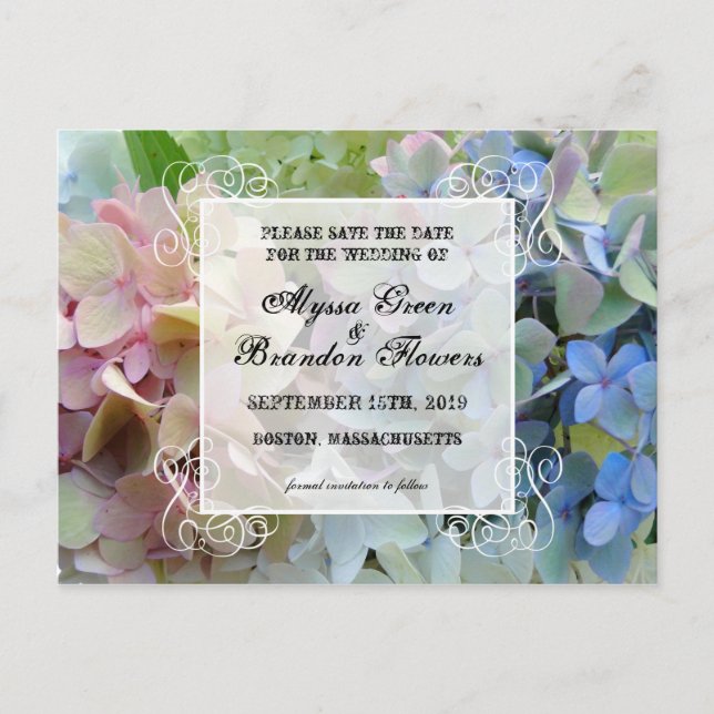 Modern Floral Save the Date Wedding Postcards (Front)