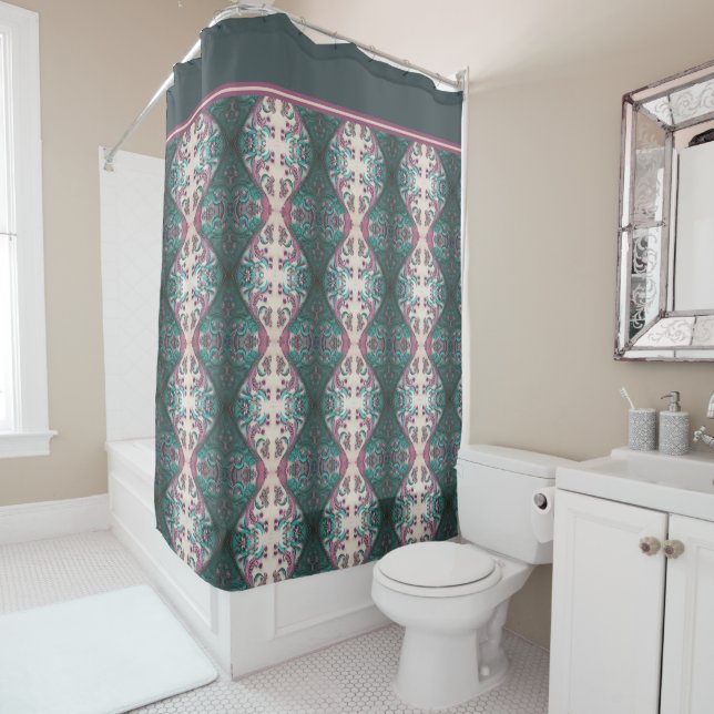 Modern Floral Shower Curtain (In Situ)
