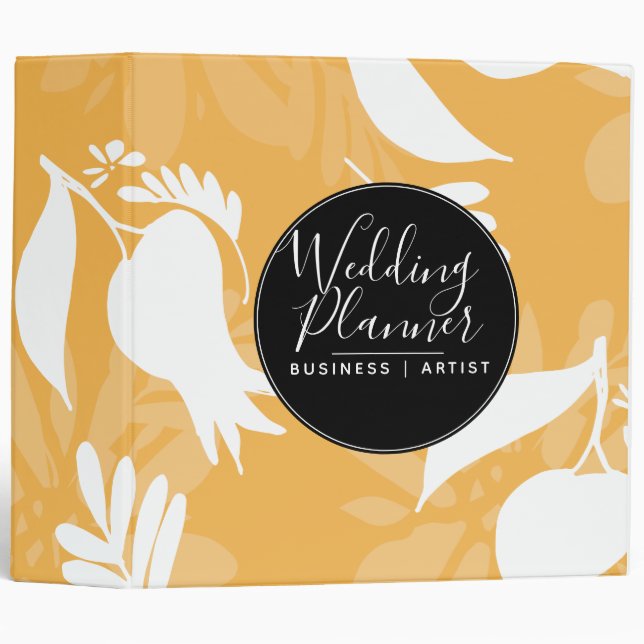 Modern Floral Silo Garden Wedding Planner 3 Ring Binder (Front/Spine)