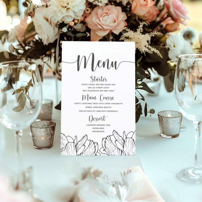 Modern Floral Simple Wedding Menu (Creator Uploaded)