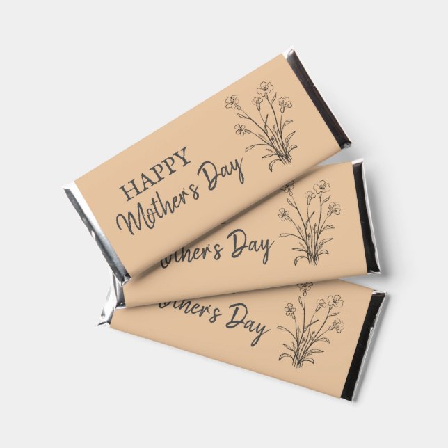  Modern Floral Sketch Blooms Mothers Day Hershey Bar Favors (Front)