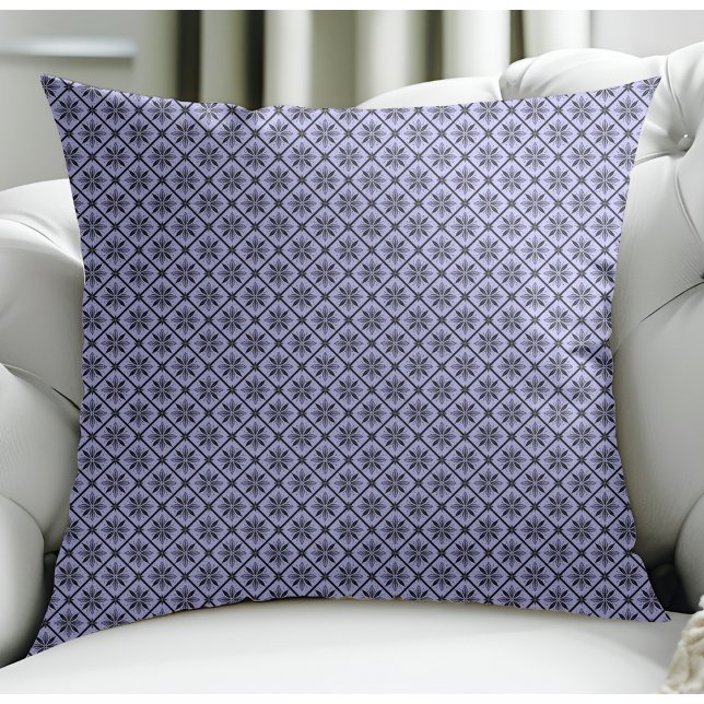 Modern Floral Small Plaid Pattern Light Blue Throw Pillow (Creator Uploaded)