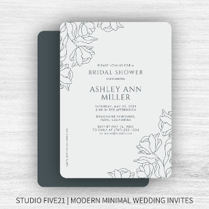 Modern Floral Space Gray Wedding Bridal Shower Invitation