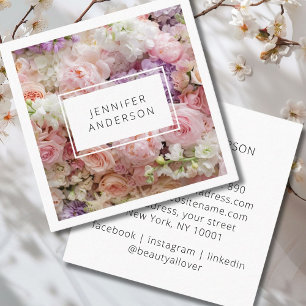 Modern floral square business card