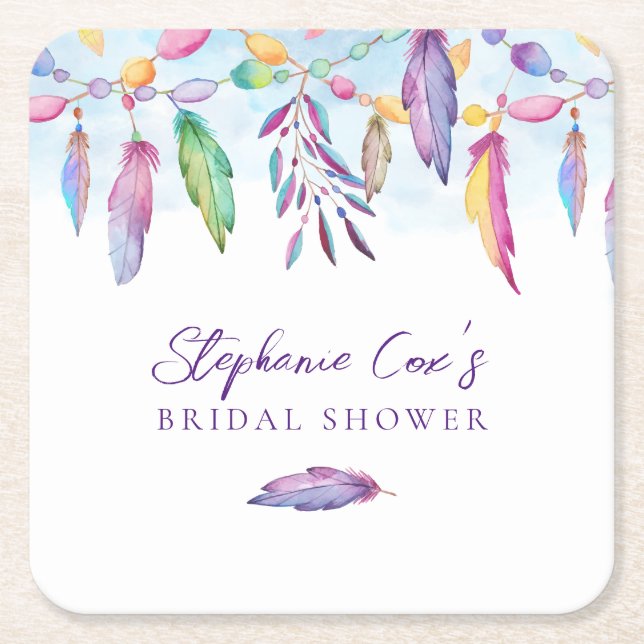 Modern Floral  Square Paper Coaster (Front)