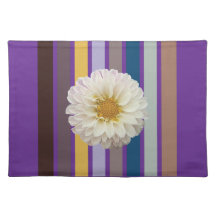 Modern Floral Stripe Bloom Cloth Placemat