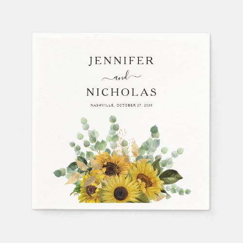 Modern Floral Sunflower Wedding  Napkins