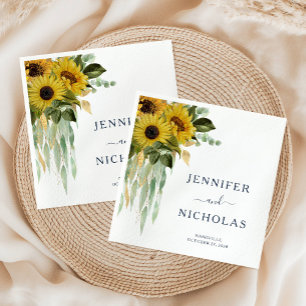 Modern Floral Sunflower Wedding Napkins