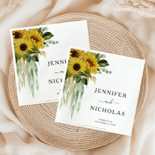 Modern Floral Sunflower Wedding  Napkins