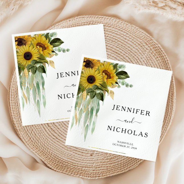 Modern Floral Sunflower Wedding  Napkins (Modern Floral Sunflower Wedding Napkins)