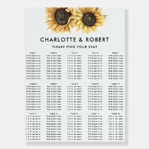 Modern Floral Sunflower Wedding Seating Chart Foam Board