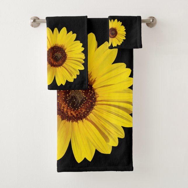 Modern Floral Sunflowers Bath Towel Set (Insitu)