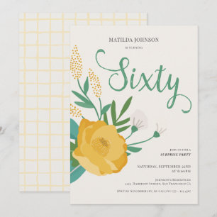 Modern Floral Surprise 60th Birthday Party Invitation