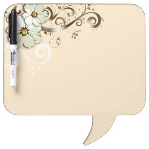 Modern Floral Swirling Curlicues   cream Dry Erase Board