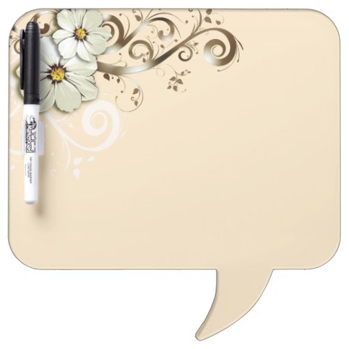 Modern Floral Swirling Curlicues  cream Dry Erase Board