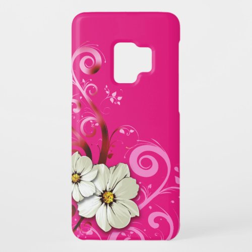 Modern Floral Swirling Curlicues  fuchsia Case_Mate Samsung Galaxy S9 Case
