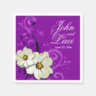 Modern Floral Swirling Curlicues   purple Napkins