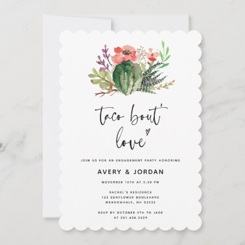 Modern Floral Taco Bout Love Engagement Party  Invitation