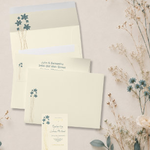 Modern Floral Teal and Ivory Wedding Invitation  Envelope