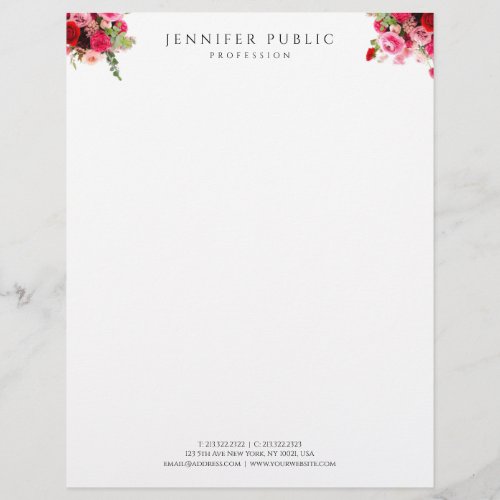Modern Floral Template Elegant Simple Professional Letterhead