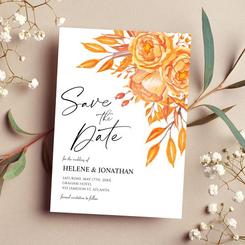 Modern Floral Terracotta Rustic Wedding Save The Date