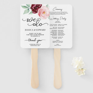 Modern Floral Thank You Elegant Wedding Program  Hand Fan