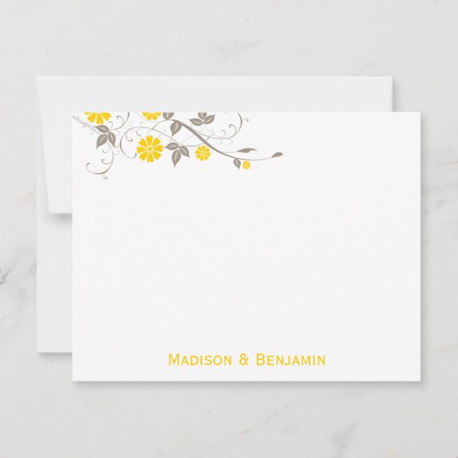 Modern Floral Thank You Note - Mustard (Front)