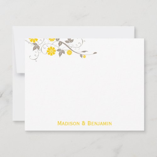 Modern Floral Thank You Note - Mustard Personalized Invitations