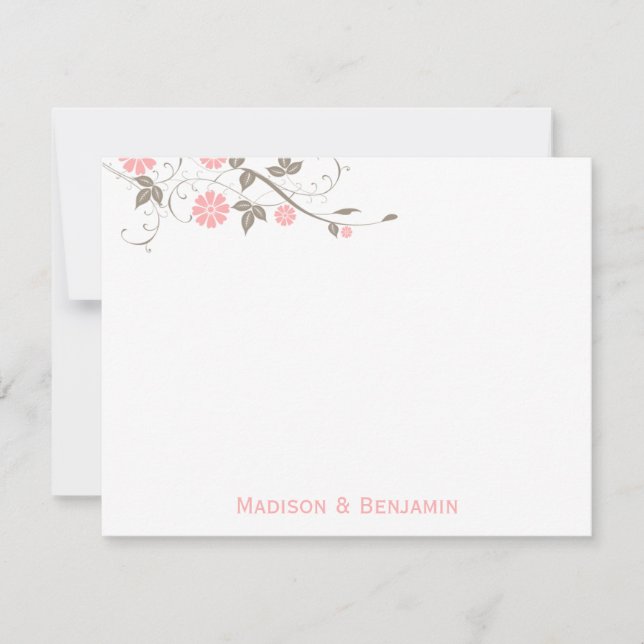 Modern Floral Thank You Note - Soft Pink (Front)