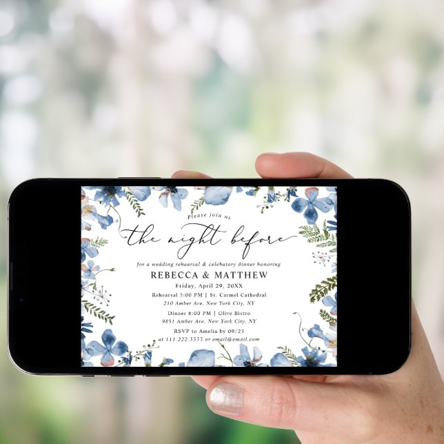 Modern Floral The Night Before Rehearsal Dinner Invitation (Front Digital)