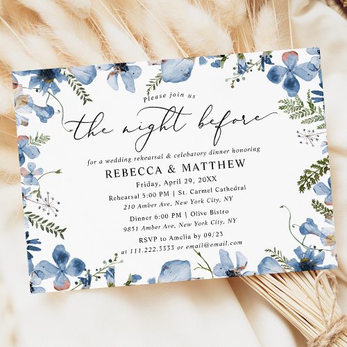 Modern Floral The Night Before Rehearsal Dinner Invitation