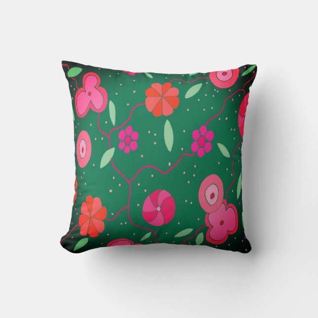 Modern Floral Throw Pillow (Front)
