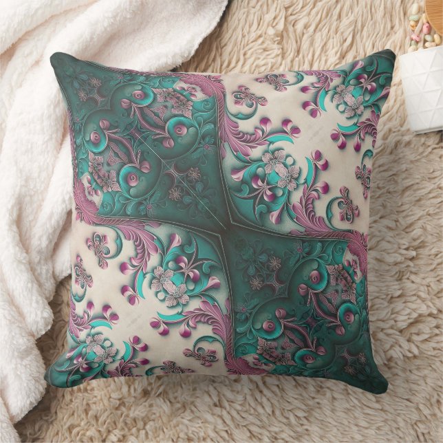 Modern Floral Throw Pillow (Blanket)