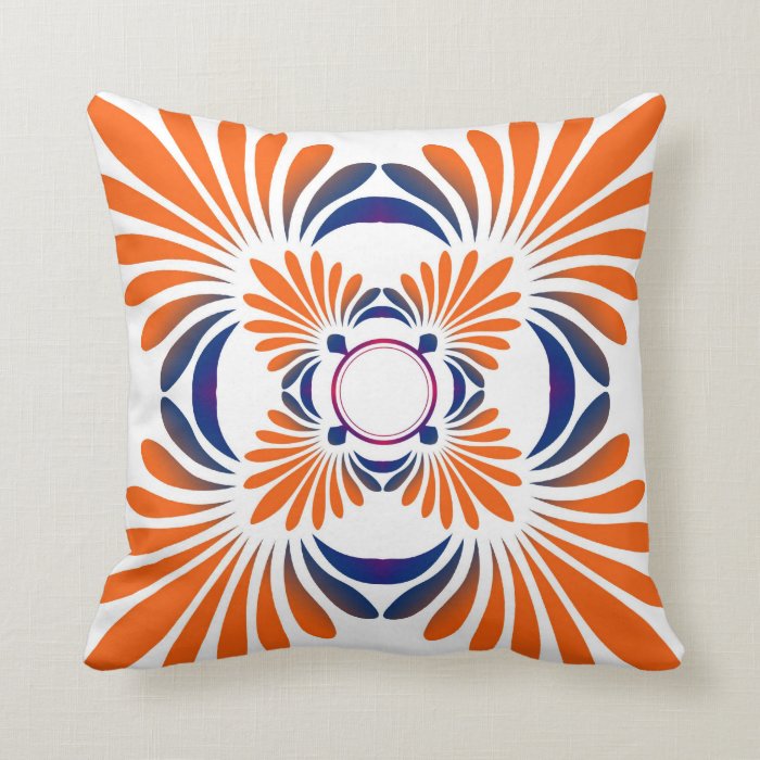 Modern Floral Throw PillowsBlue Orange Throw Pillow Zazzle