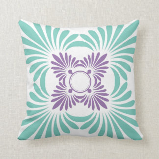Modern Floral Throw Pillows:Purple Aqua Pillow