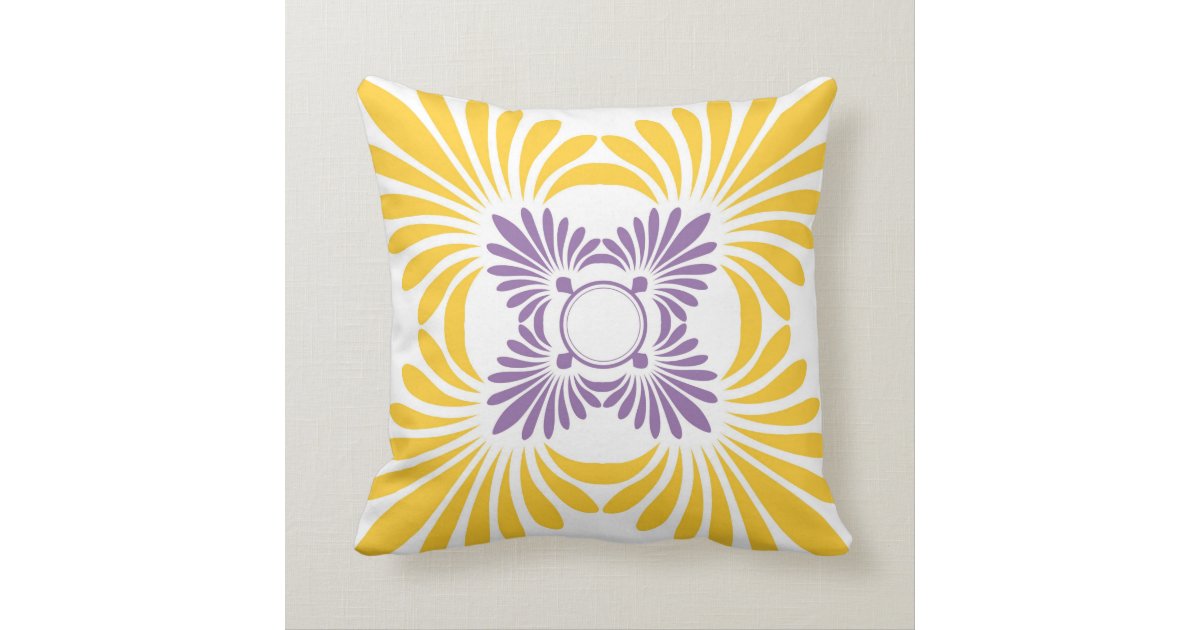 Modern Fl Throw Pillows Purple Yellow Pillow Zazzle