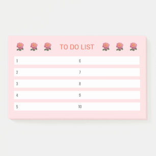 Modern Floral To Do List on Light Pink & White Post-it Notes