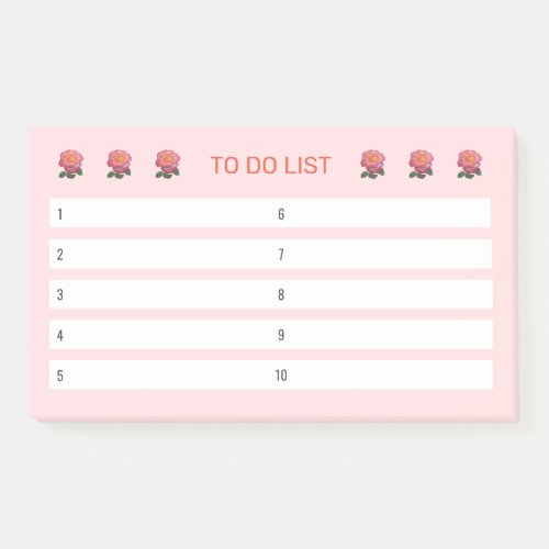 Modern Floral To Do List on Light Pink  White Post_it Notes