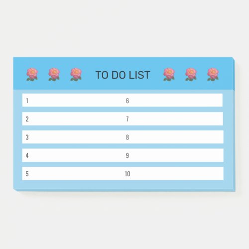 Modern Floral To Do List  on Turquoise  White Post_it Notes