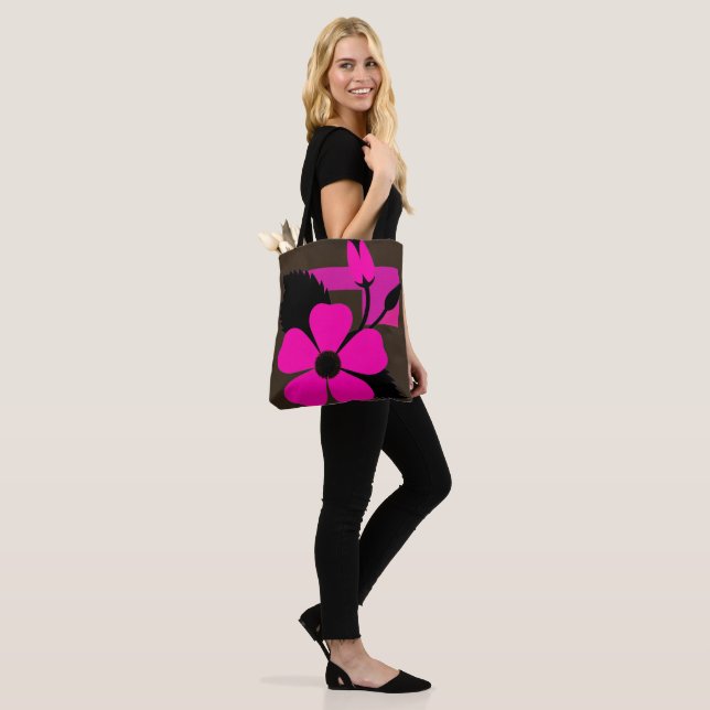 Modern Floral Tote Bag / Stylish Everyday Bag (On Model)