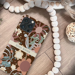 Modern Floral Trendy Customize Name Fun iPhone 13 Pro Max Case