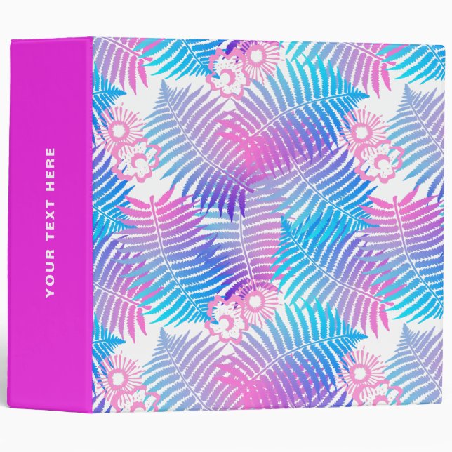 Modern Floral Tropical Leaf Pattern 3 Ring Binder (Front/Spine)